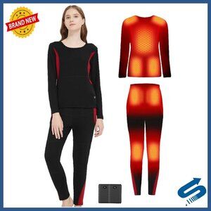 Heated Thermal Underwear Set with Battery Pack, Elastic Fit